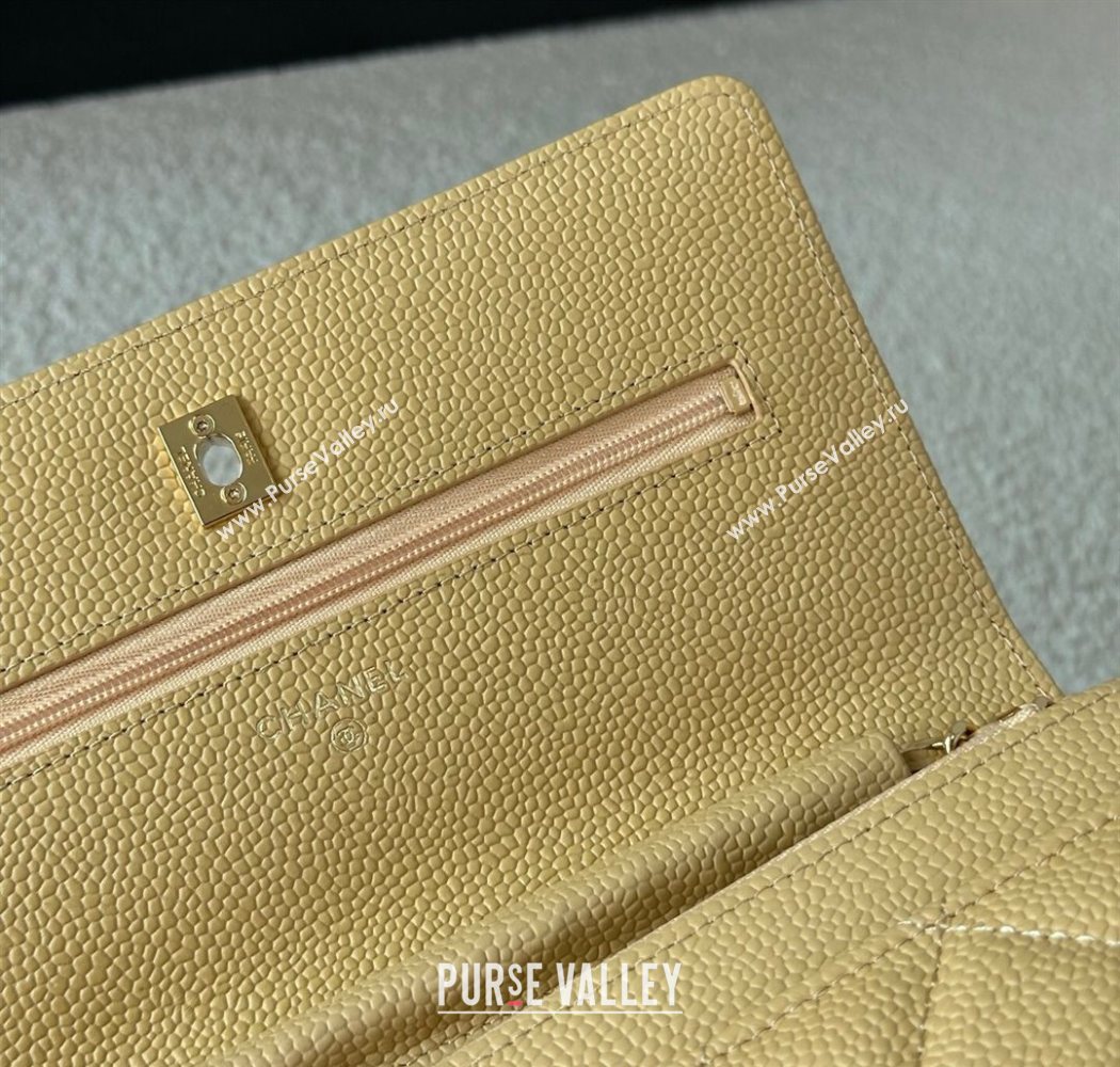 Chanel Grained Calfskin Classic Wallet on Chain WOC Yellow/Gold 2025 AP4241 (YMU-250703083)