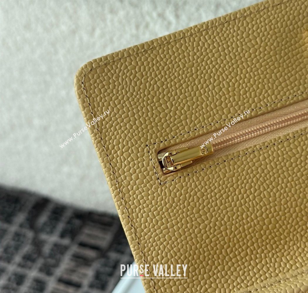 Chanel Grained Calfskin Classic Wallet on Chain WOC Yellow/Gold 2025 AP4241 (YMU-250703083)
