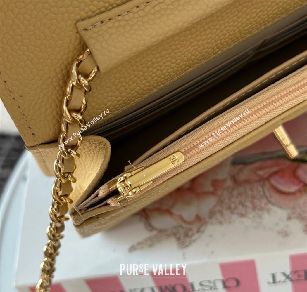Chanel Grained Calfskin Classic Wallet on Chain WOC Yellow/Gold 2025 AP4241 (YMU-250703083)