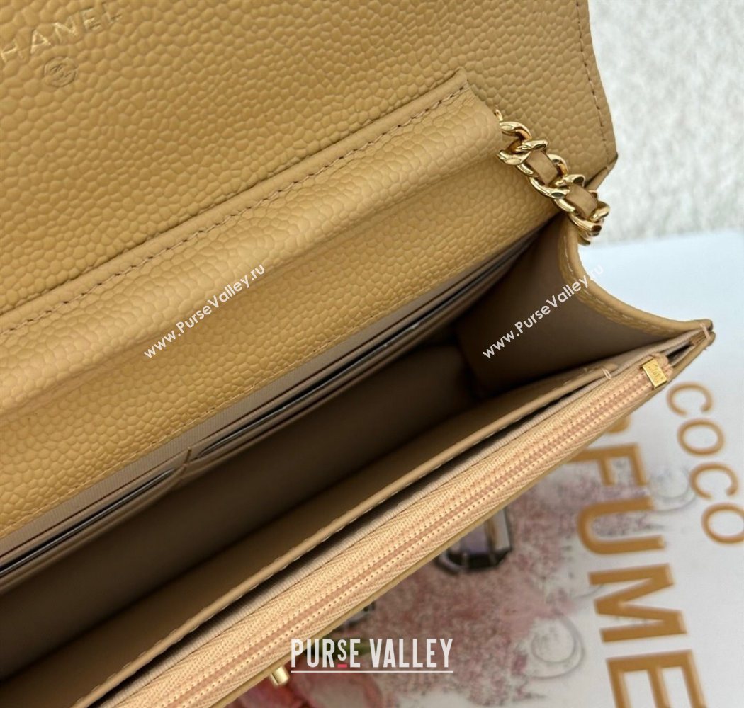 Chanel Grained Calfskin Classic Wallet on Chain WOC Yellow/Gold 2025 AP4241 (YMU-250703083)