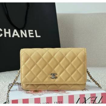 Chanel Grained Calfskin Classic Wallet on Chain WOC Yellow/Silver 2025 AP4241 (YMU-250703084)