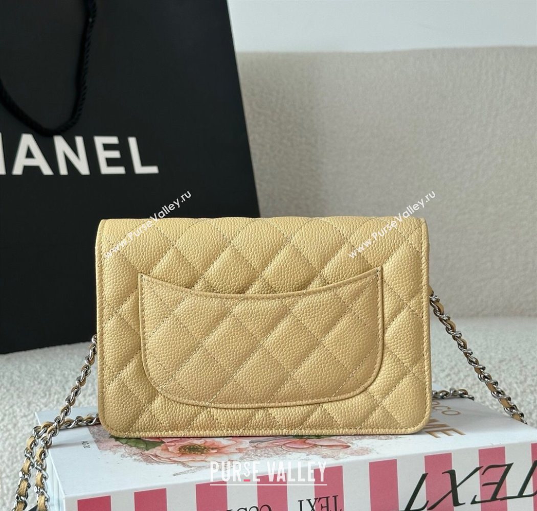 Chanel Grained Calfskin Classic Wallet on Chain WOC Yellow/Silver 2025 AP4241 (YMU-250703084)