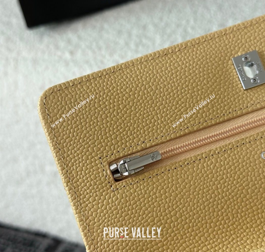 Chanel Grained Calfskin Classic Wallet on Chain WOC Yellow/Silver 2025 AP4241 (YMU-250703084)