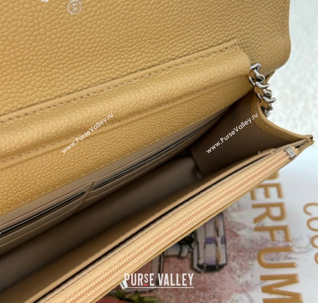 Chanel Grained Calfskin Classic Wallet on Chain WOC Yellow/Silver 2025 AP4241 (YMU-250703084)