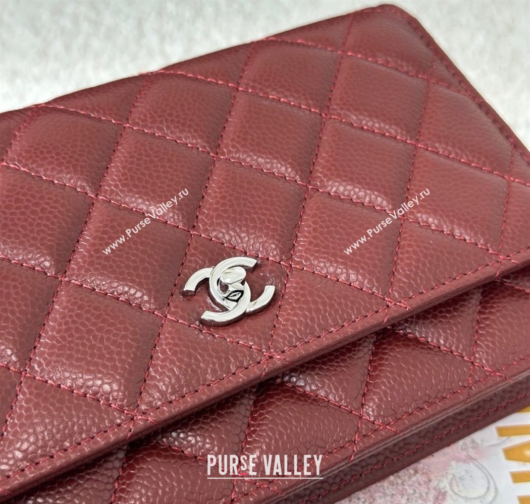 Chanel Grained Calfskin Classic Wallet on Chain WOC Dark Brown/Silver 2025 AP4241 (YMU-250703065)