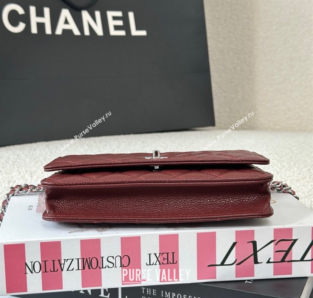 Chanel Grained Calfskin Classic Wallet on Chain WOC Dark Brown/Silver 2025 AP4241 (YMU-250703065)