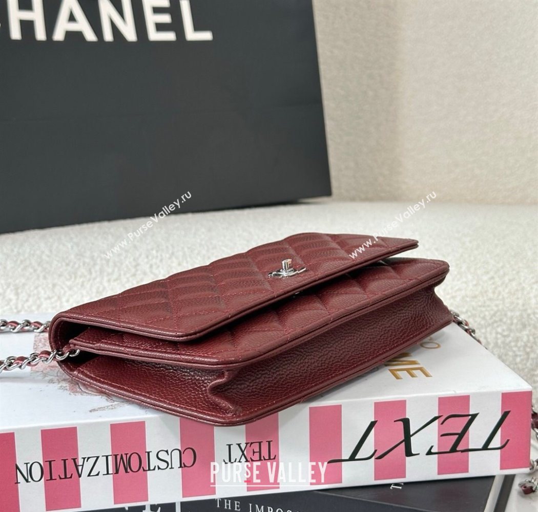 Chanel Grained Calfskin Classic Wallet on Chain WOC Dark Brown/Silver 2025 AP4241 (YMU-250703065)