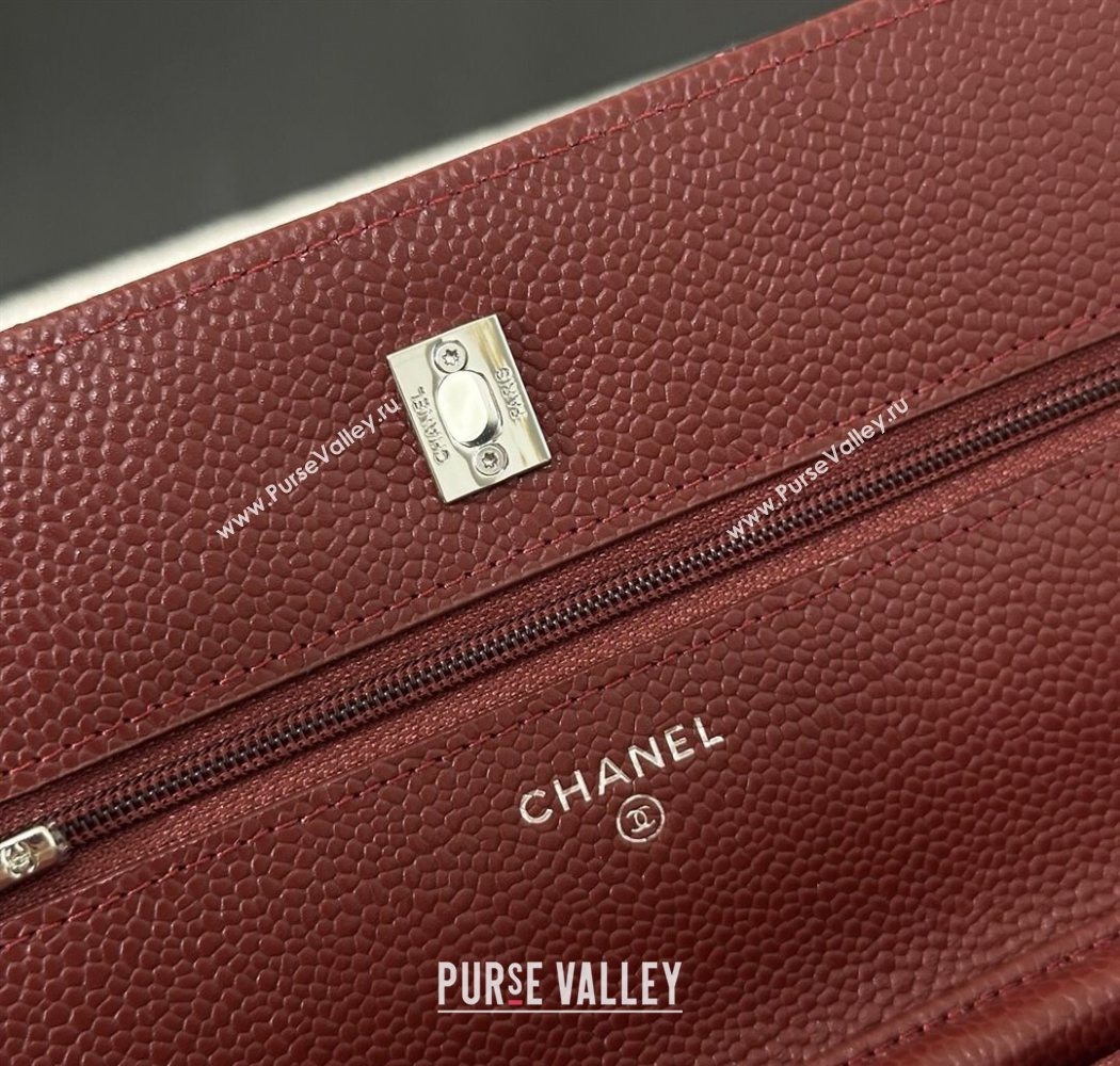 Chanel Grained Calfskin Classic Wallet on Chain WOC Dark Brown/Silver 2025 AP4241 (YMU-250703065)