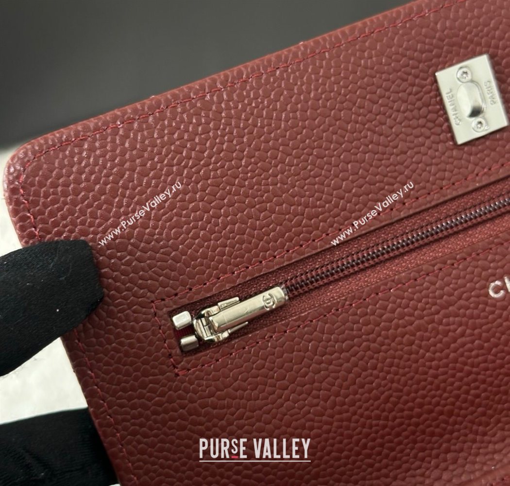 Chanel Grained Calfskin Classic Wallet on Chain WOC Dark Brown/Silver 2025 AP4241 (YMU-250703065)