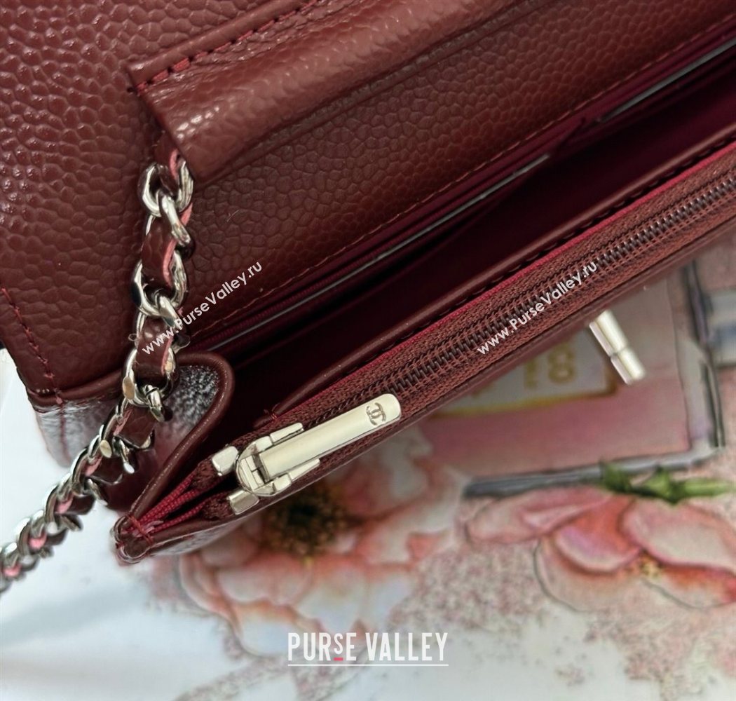 Chanel Grained Calfskin Classic Wallet on Chain WOC Dark Brown/Silver 2025 AP4241 (YMU-250703065)