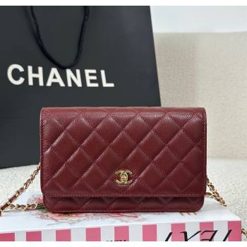 Chanel Grained Calfskin Classic Wallet on Chain WOC Dark Brown/Gold 2025 AP4241 (YMU-250703066)