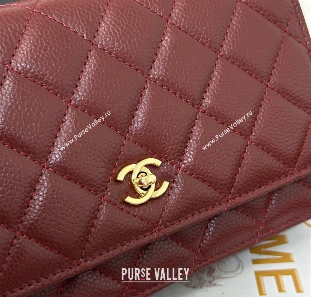 Chanel Grained Calfskin Classic Wallet on Chain WOC Dark Brown/Gold 2025 AP4241 (YMU-250703066)
