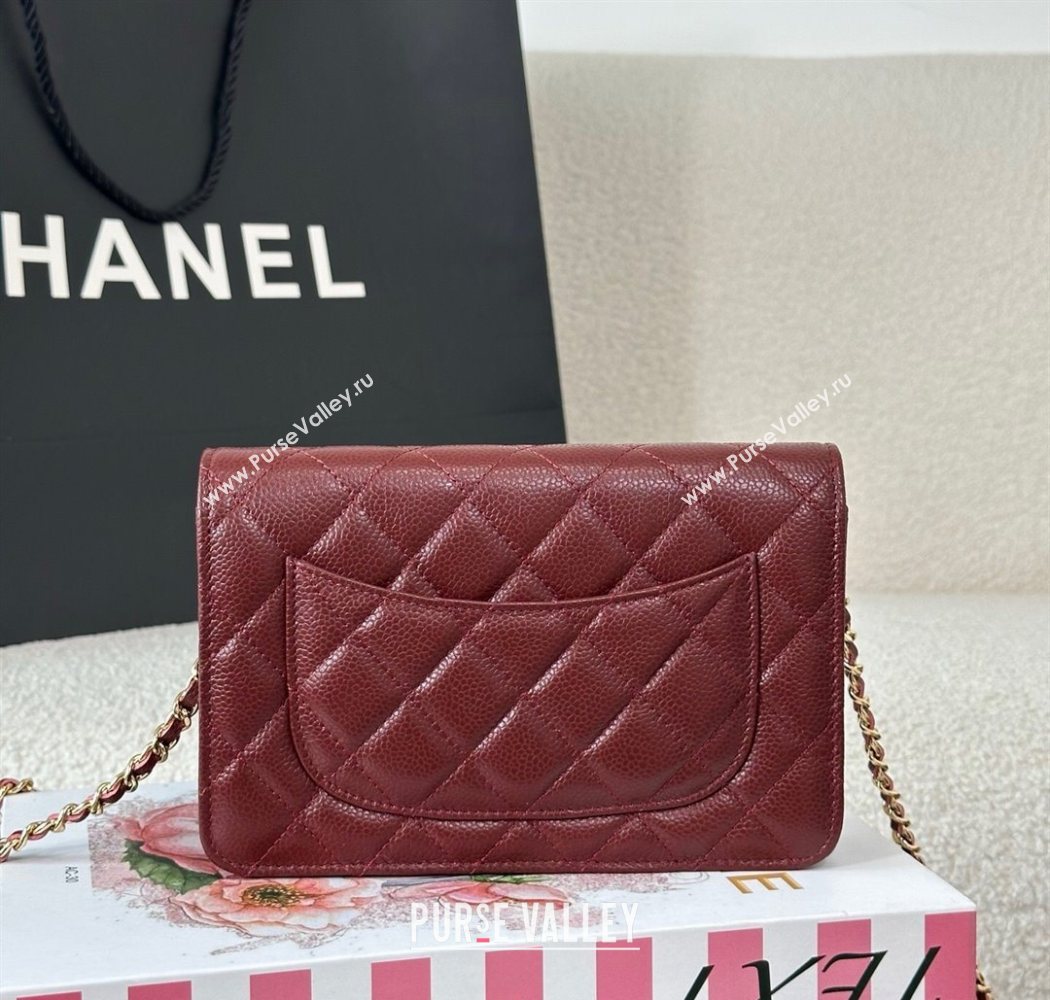 Chanel Grained Calfskin Classic Wallet on Chain WOC Dark Brown/Gold 2025 AP4241 (YMU-250703066)