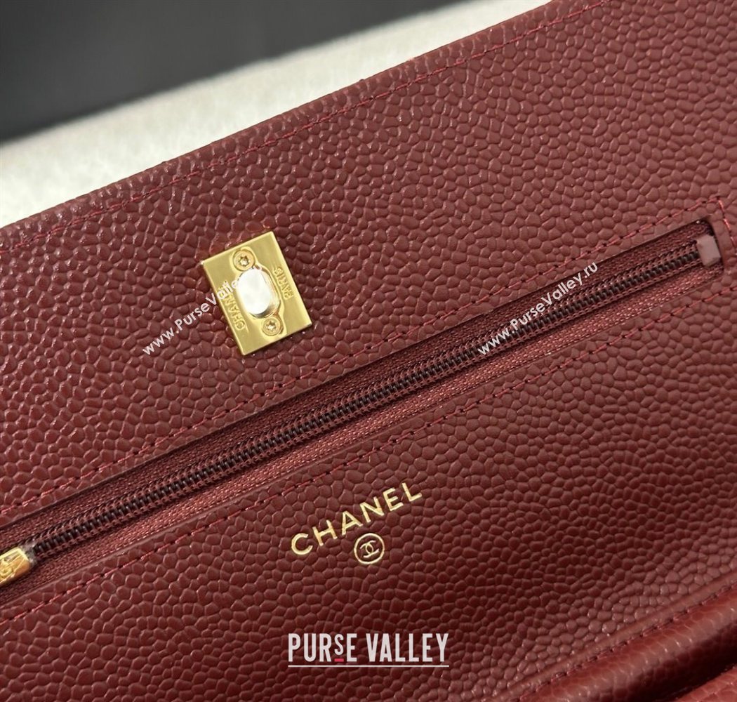 Chanel Grained Calfskin Classic Wallet on Chain WOC Dark Brown/Gold 2025 AP4241 (YMU-250703066)