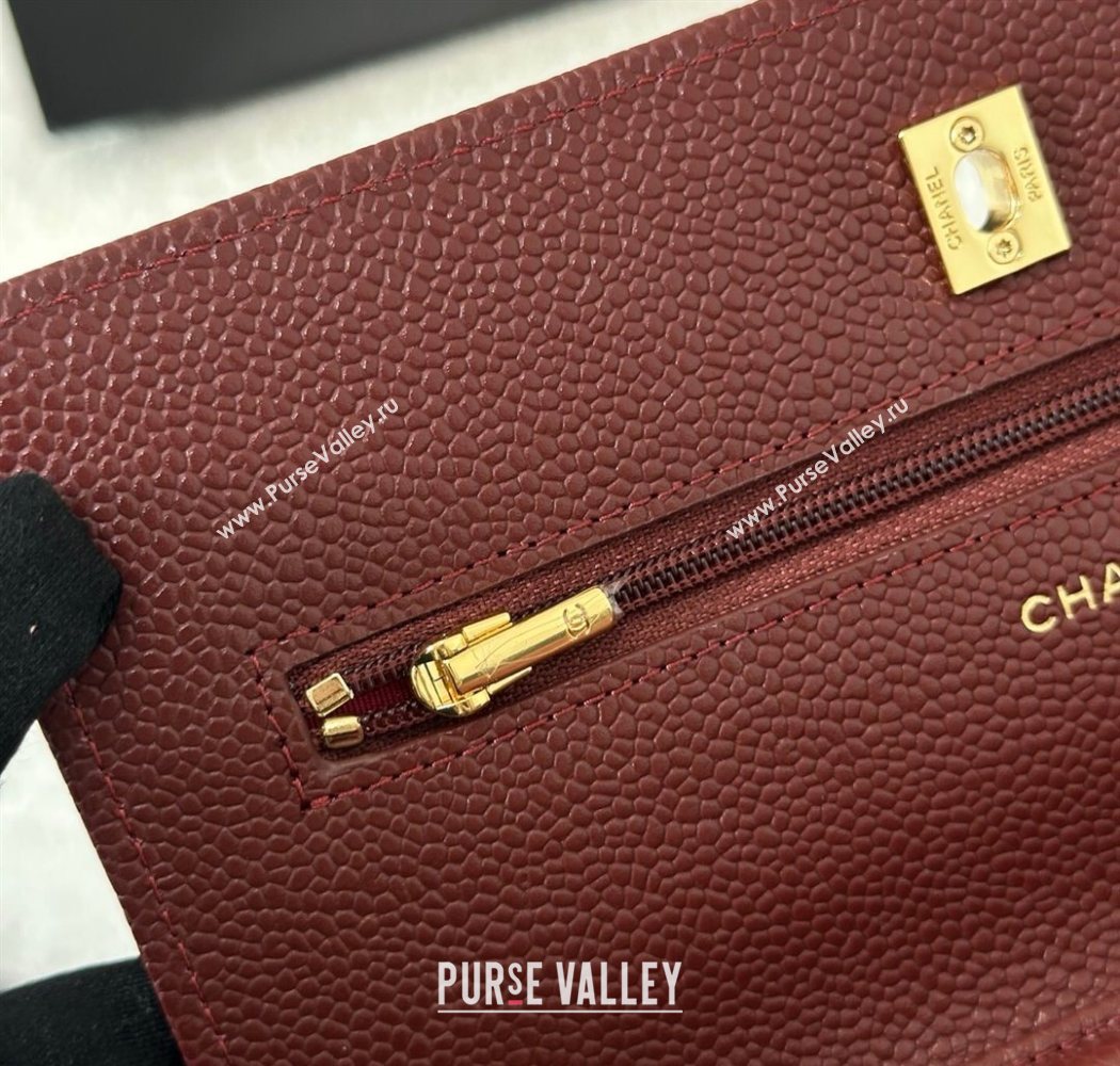 Chanel Grained Calfskin Classic Wallet on Chain WOC Dark Brown/Gold 2025 AP4241 (YMU-250703066)