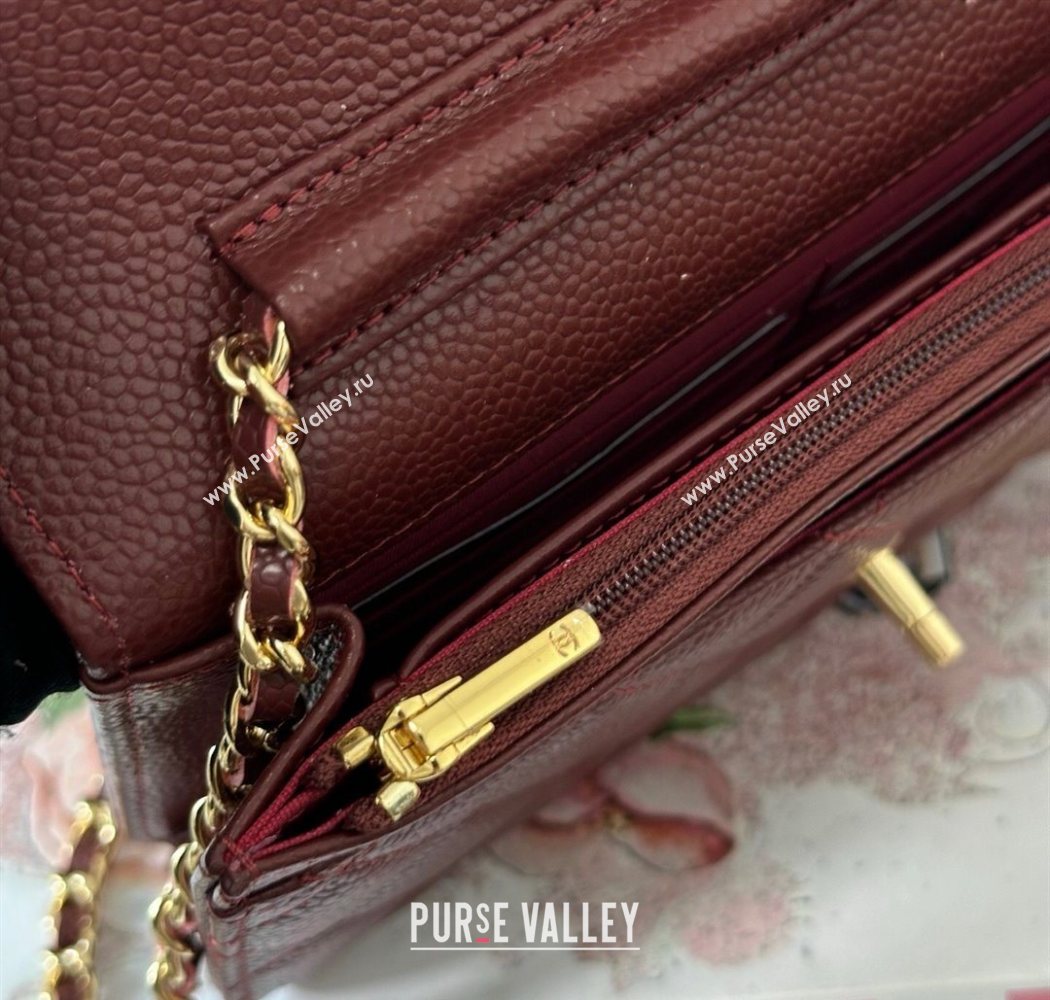 Chanel Grained Calfskin Classic Wallet on Chain WOC Dark Brown/Gold 2025 AP4241 (YMU-250703066)