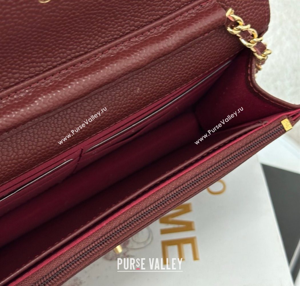 Chanel Grained Calfskin Classic Wallet on Chain WOC Dark Brown/Gold 2025 AP4241 (YMU-250703066)