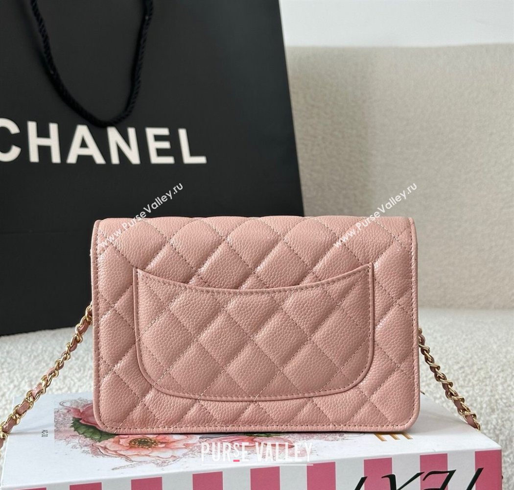 Chanel Grained Calfskin Classic Wallet on Chain WOC Light Pink/Gold 2025 AP4241 (YMU-250703067)