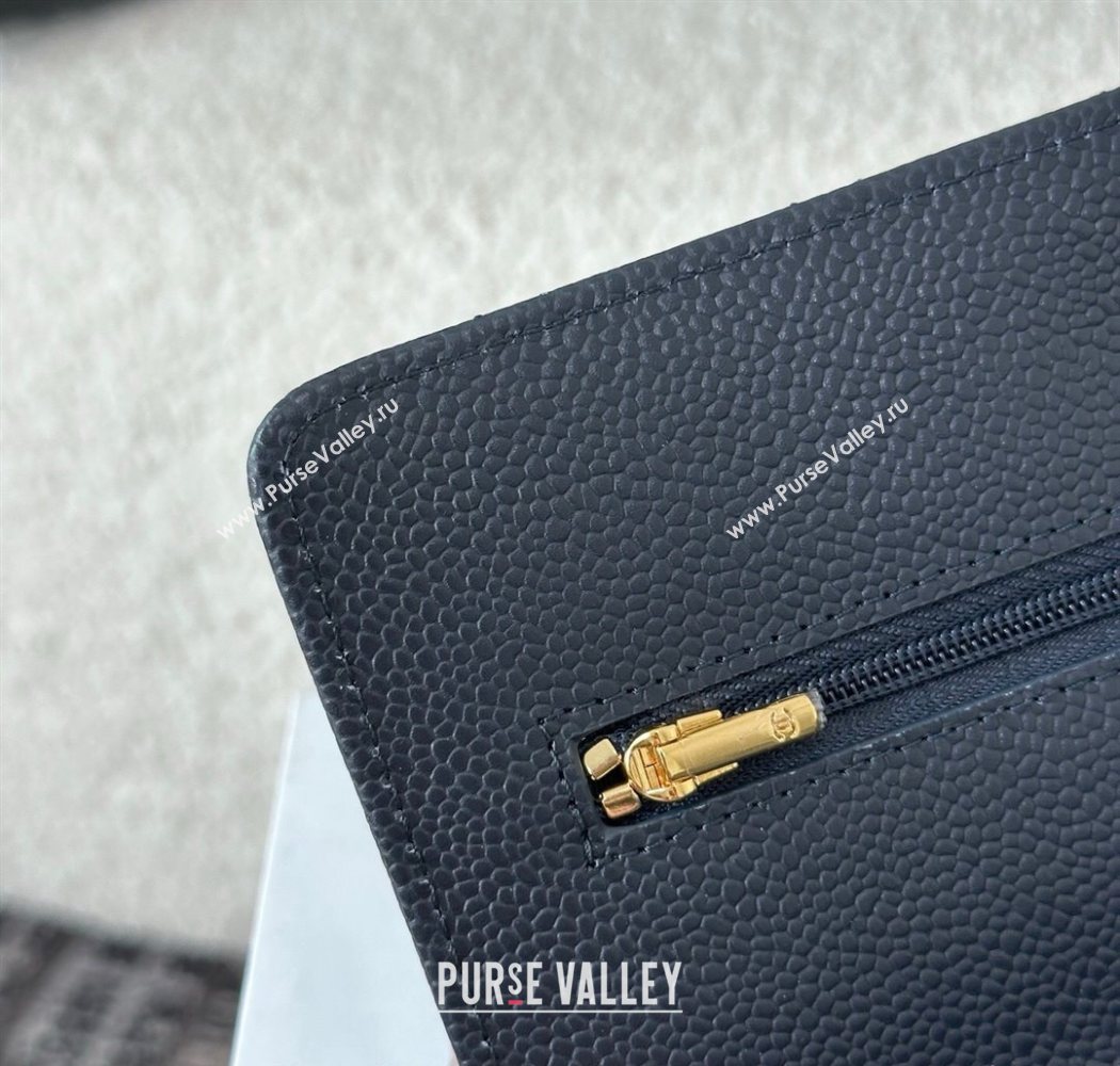 Chanel Grained Calfskin Classic Wallet on Chain WOC Navy Blue/Gold 2025 AP4241 (YMU-250703070)