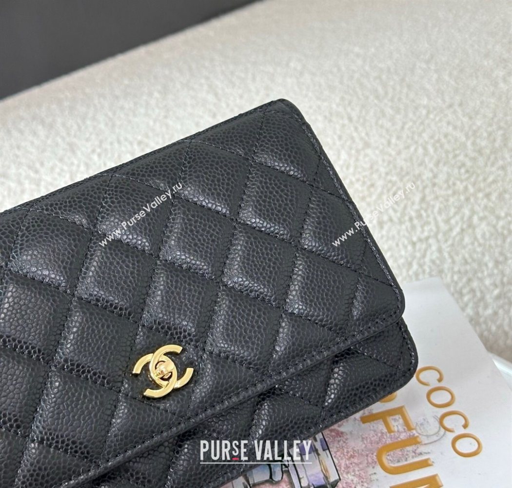 Chanel Grained Calfskin Classic Wallet on Chain WOC Balck/Gold 2025 AP4241 (YMU-250703071)