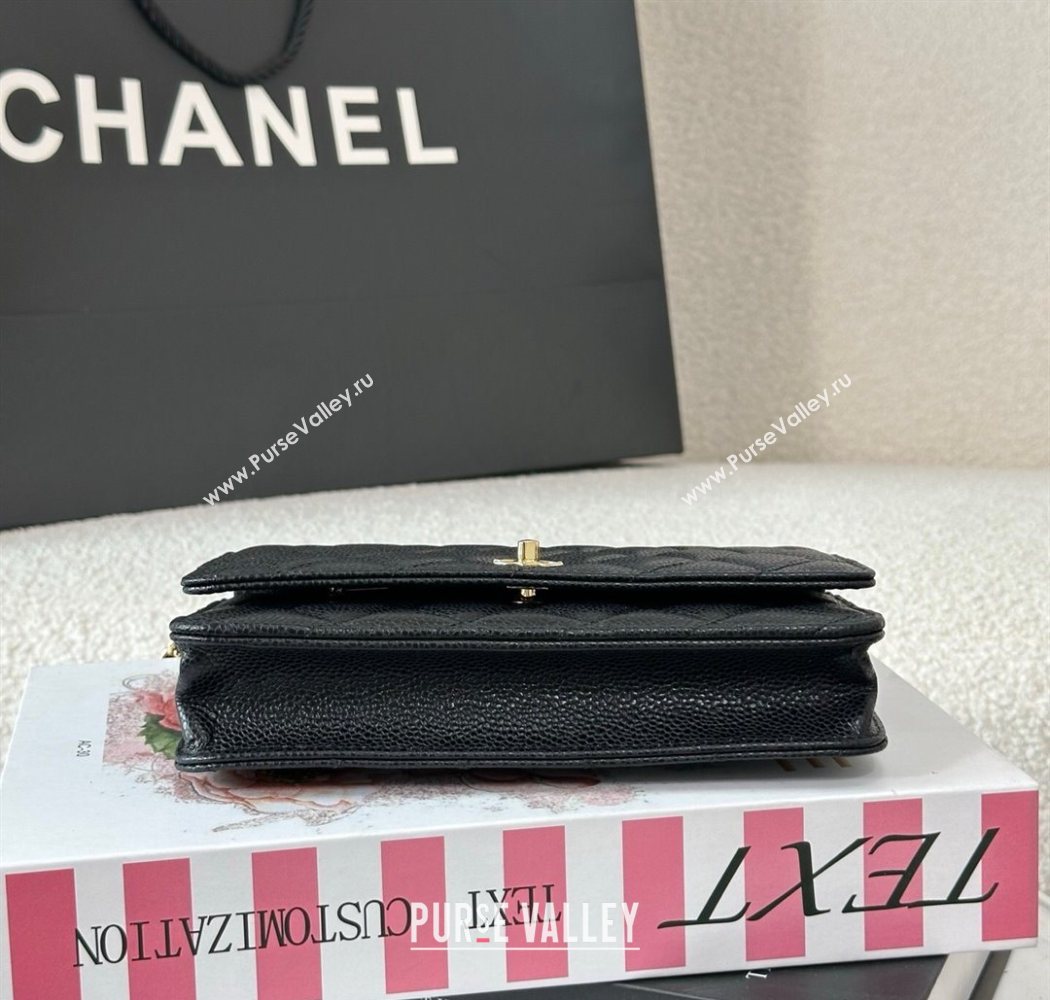 Chanel Grained Calfskin Classic Wallet on Chain WOC Balck/Gold 2025 AP4241 (YMU-250703071)