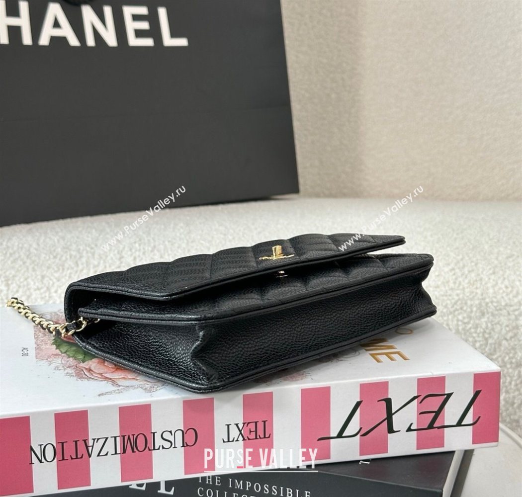 Chanel Grained Calfskin Classic Wallet on Chain WOC Balck/Gold 2025 AP4241 (YMU-250703071)