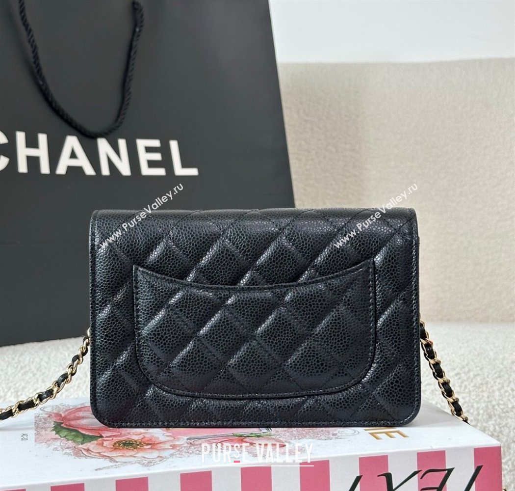 Chanel Grained Calfskin Classic Wallet on Chain WOC Balck/Gold 2025 AP4241 (YMU-250703071)