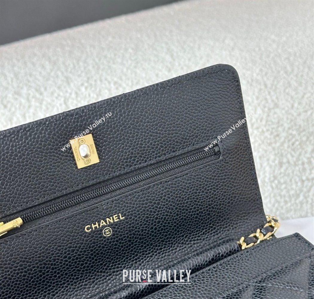 Chanel Grained Calfskin Classic Wallet on Chain WOC Balck/Gold 2025 AP4241 (YMU-250703071)