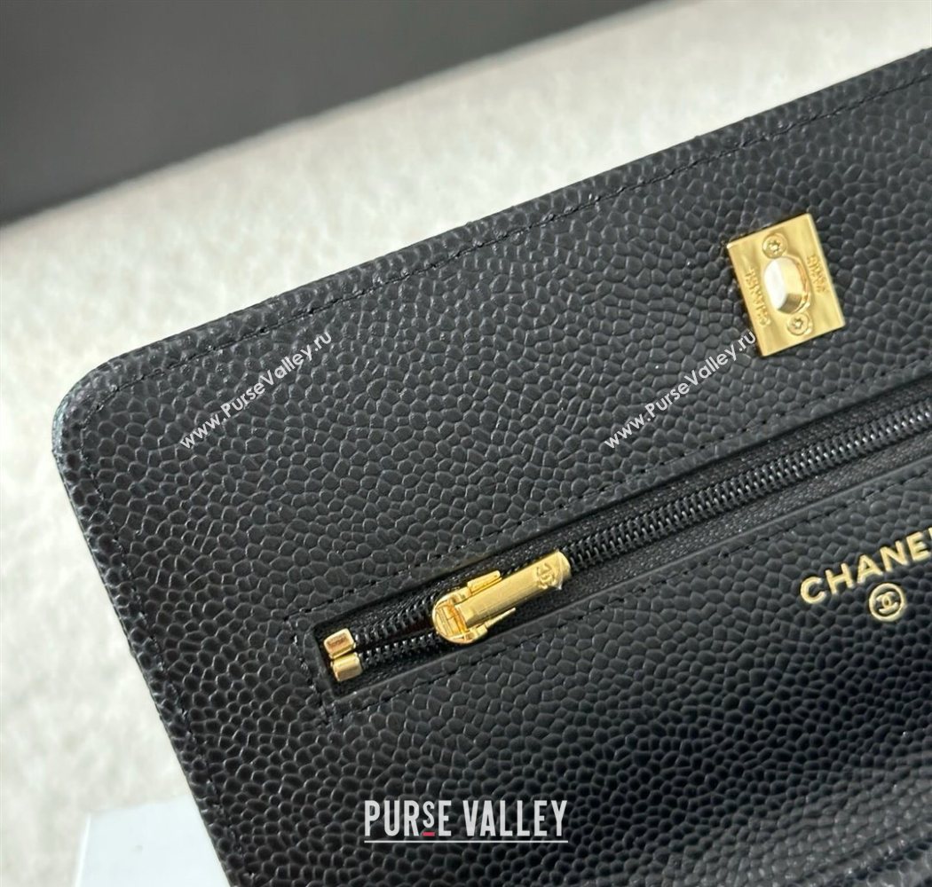 Chanel Grained Calfskin Classic Wallet on Chain WOC Balck/Gold 2025 AP4241 (YMU-250703071)