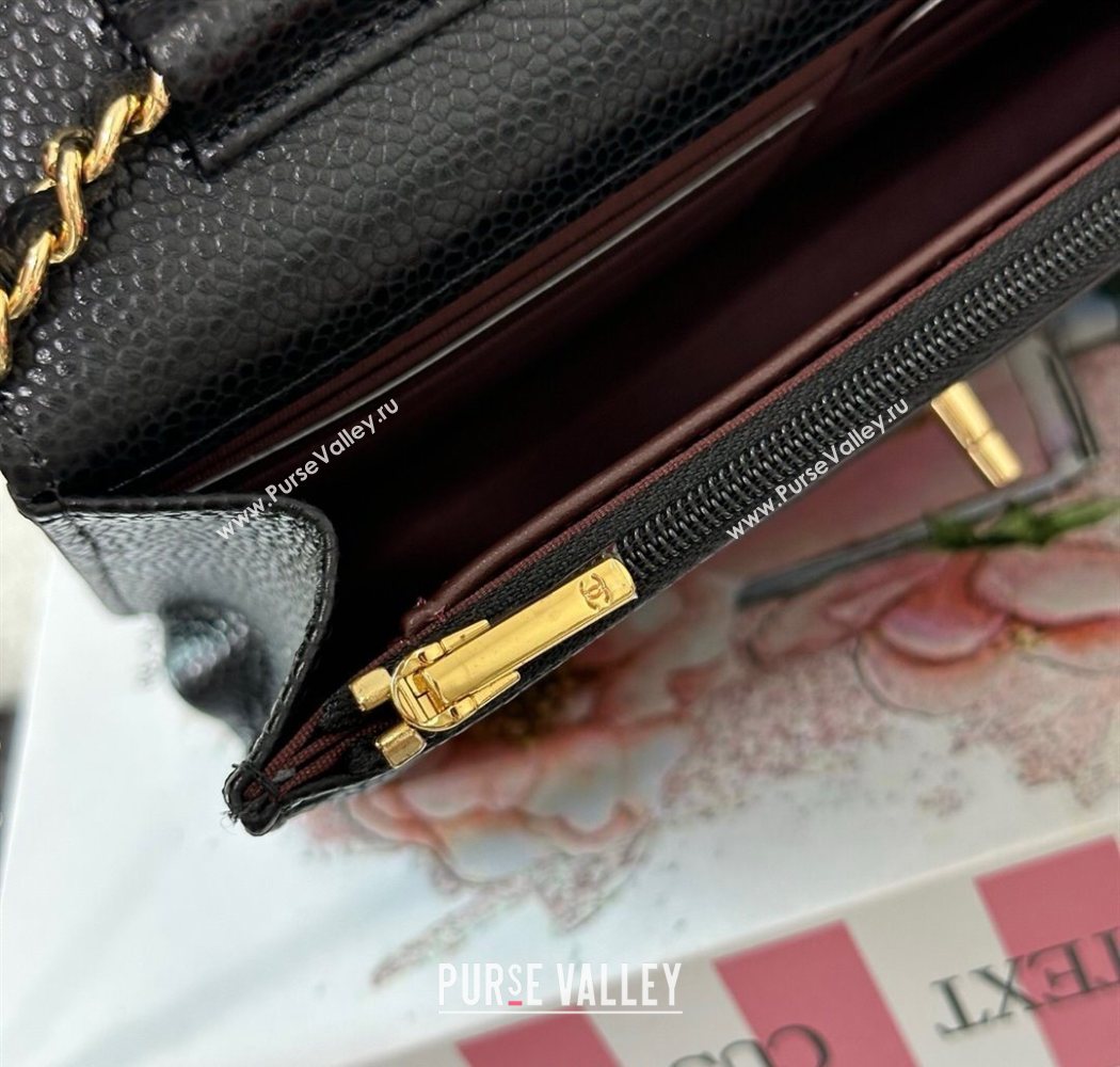 Chanel Grained Calfskin Classic Wallet on Chain WOC Balck/Gold 2025 AP4241 (YMU-250703071)