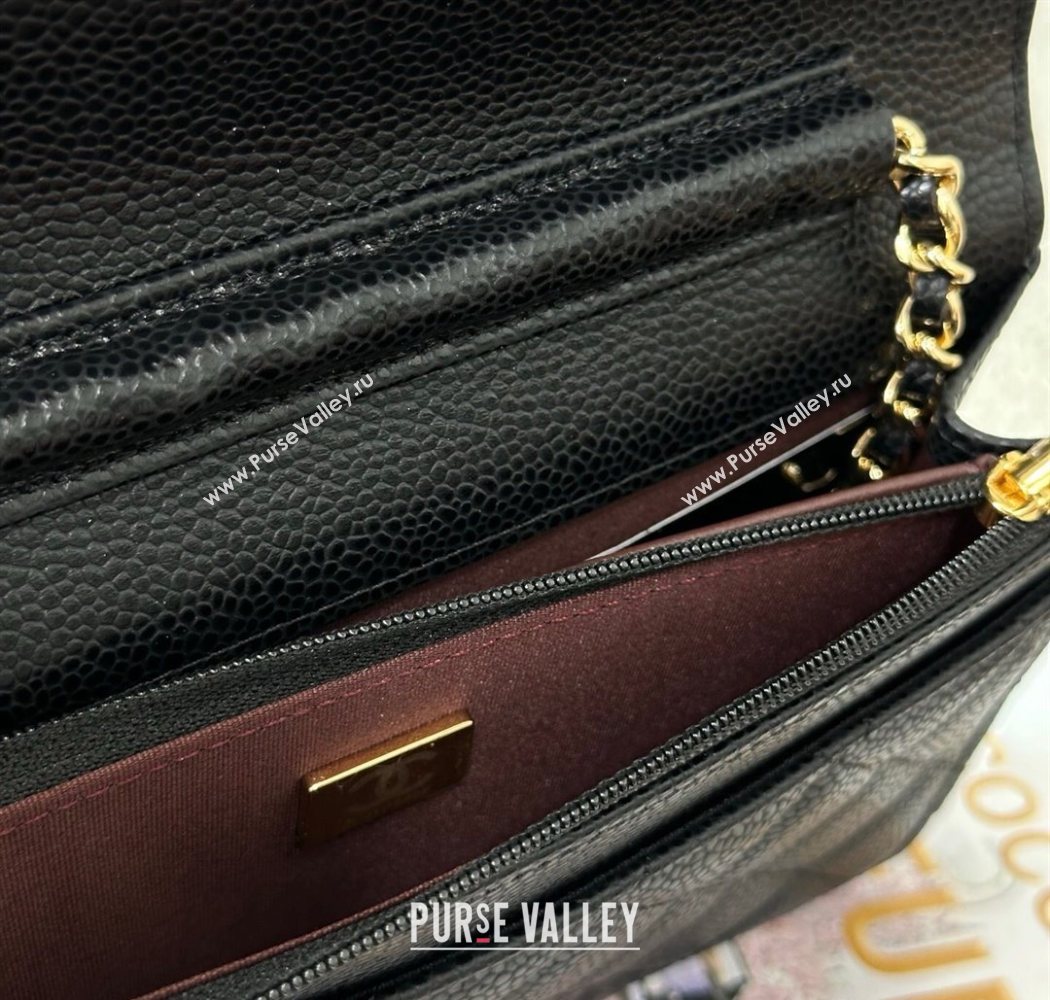 Chanel Grained Calfskin Classic Wallet on Chain WOC Balck/Gold 2025 AP4241 (YMU-250703071)