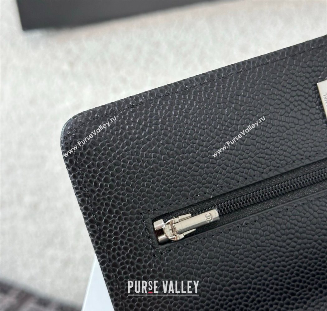 Chanel Grained Calfskin Classic Wallet on Chain WOC Black/Silver 2025 AP4241 (YMU-250703072)