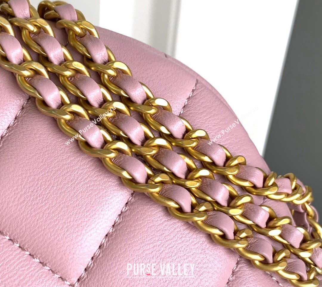 Chanel Shiny Lambskin Waist Bag with Pearls Pink 2024 AS4991 (yezi-240717124)