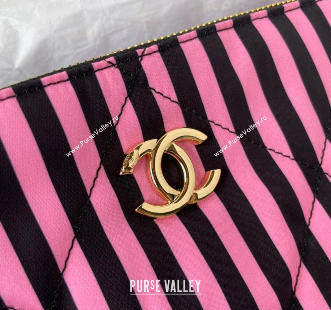 Chanel Coco Beach Printed Fabric Large Hobo Bag Pink/Black 2024 AS4698 (yezi-240717118)