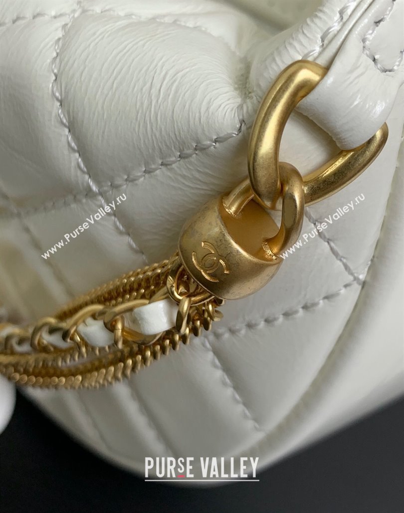 Chanel Shiny Crumpled Calfskin Pouch with Knot Chain White 2024 AP4058 (yezi-240717127)