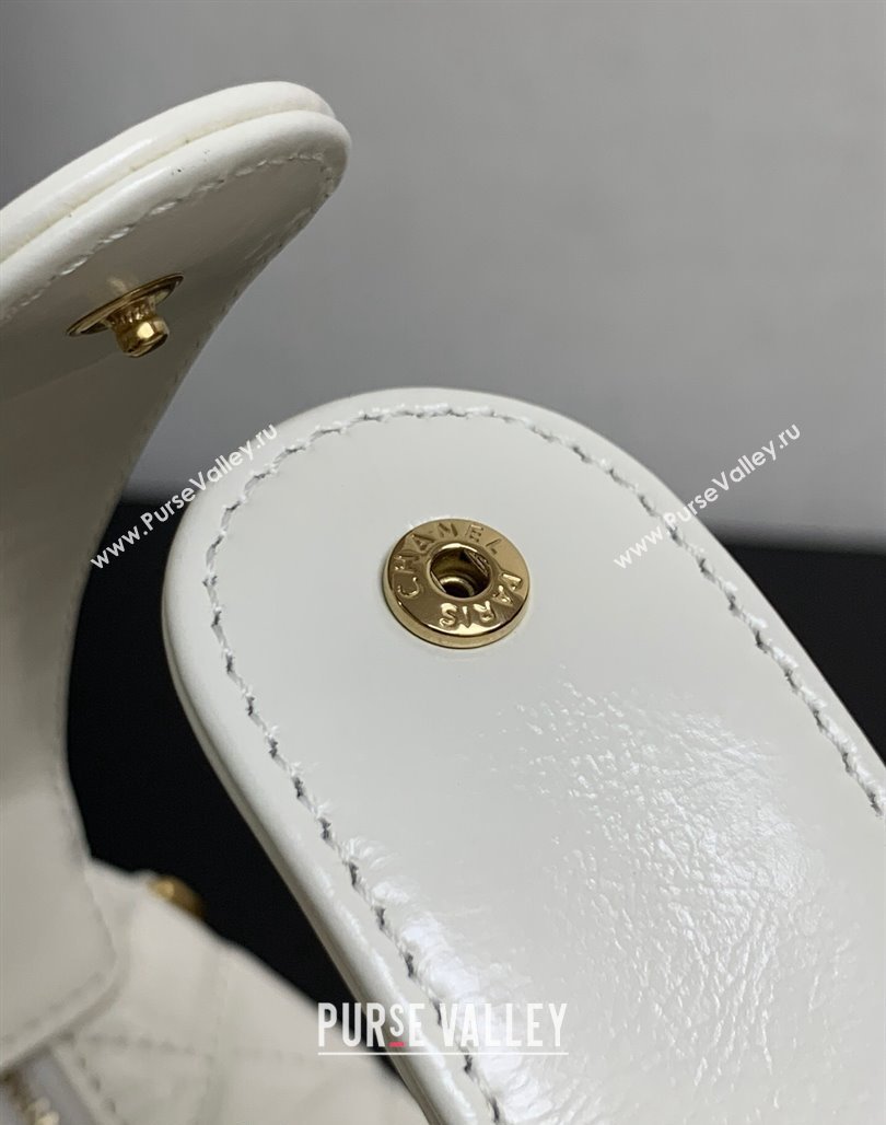 Chanel Shiny Crumpled Calfskin Pouch with Knot Chain White 2024 AP4058 (yezi-240717127)