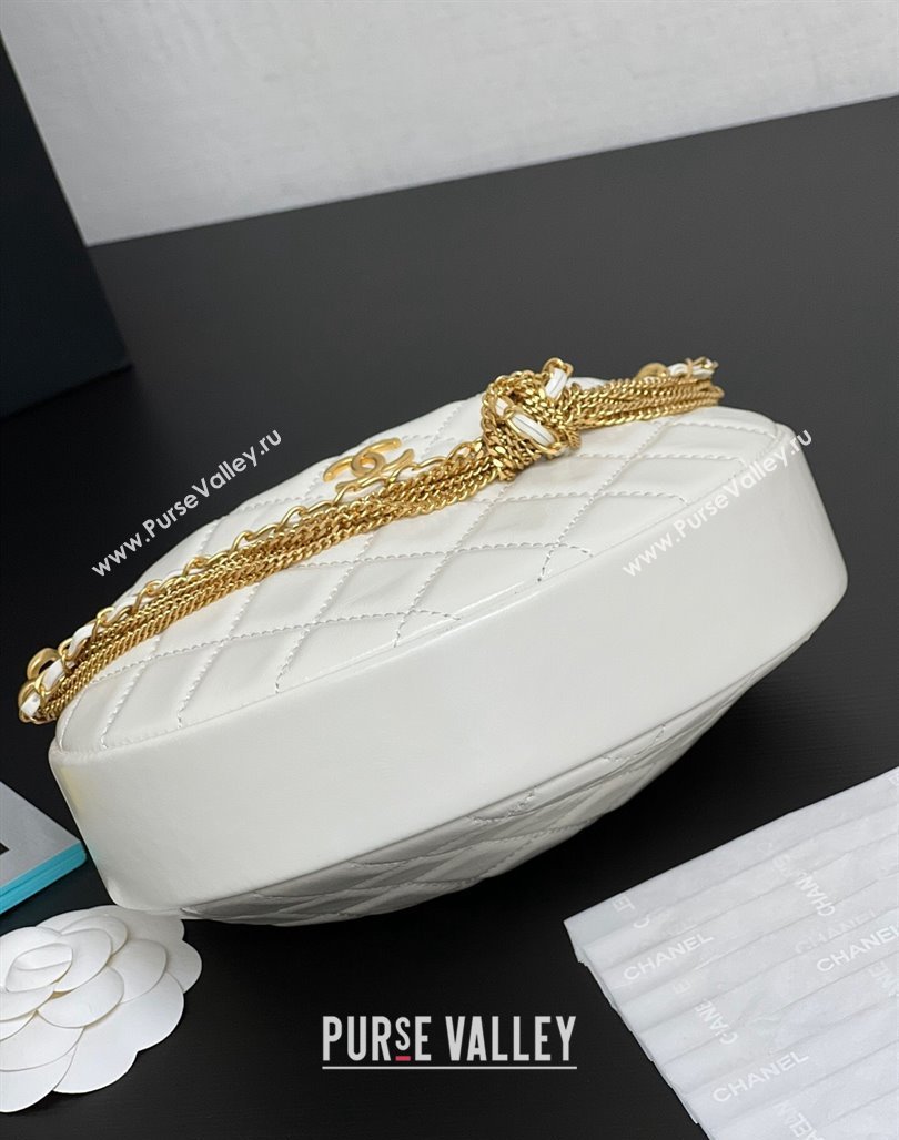 Chanel Shiny Crumpled Calfskin Pouch with Knot Chain White 2024 AP4058 (yezi-240717127)