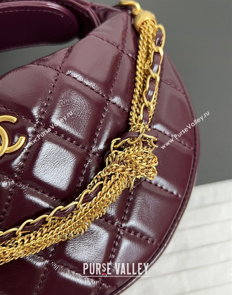 Chanel Shiny Crumpled Calfskin Pouch with Knot Chain Burgundy 2024 AP4058 (yezi-240717128)