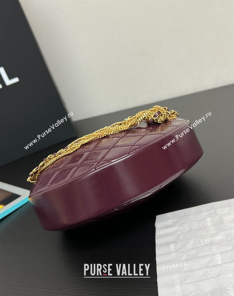 Chanel Shiny Crumpled Calfskin Pouch with Knot Chain Burgundy 2024 AP4058 (yezi-240717128)