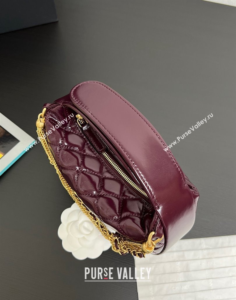 Chanel Shiny Crumpled Calfskin Pouch with Knot Chain Burgundy 2024 AP4058 (yezi-240717128)