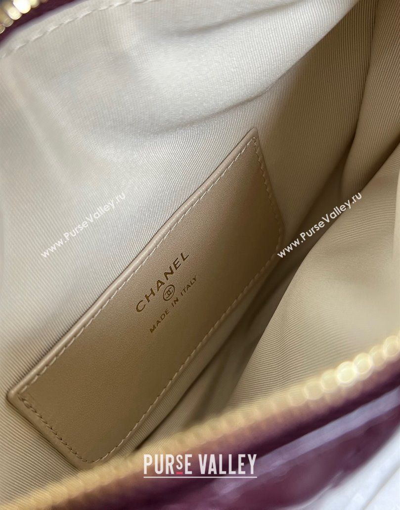 Chanel Shiny Crumpled Calfskin Pouch with Knot Chain Burgundy 2024 AP4058 (yezi-240717128)