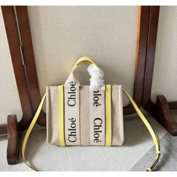 Chloe Woody Canvas Small Tote Bag with Strap Yellow 2024 6062 (YY-240713026)