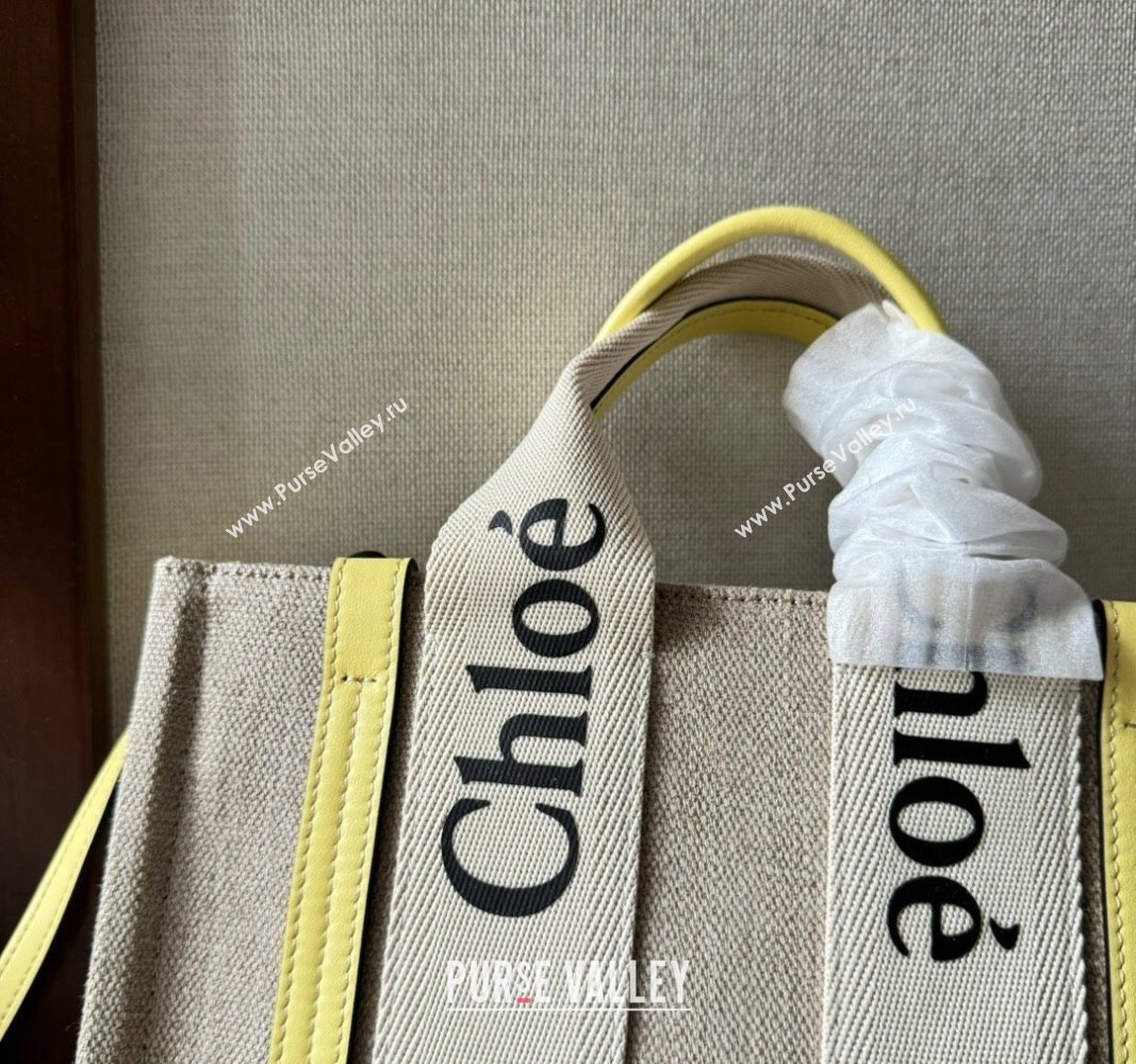 Chloe Woody Canvas Small Tote Bag with Strap Yellow 2024 6062 (YY-240713026)