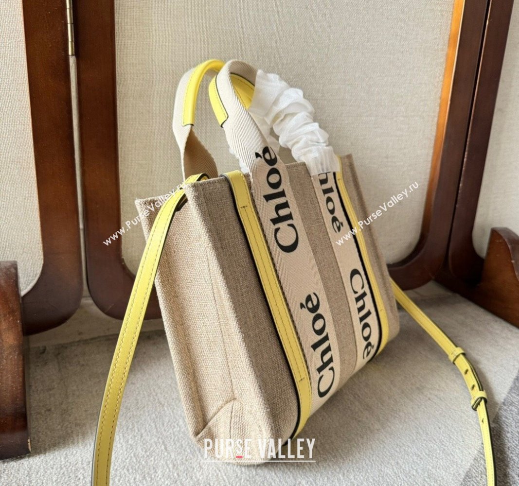 Chloe Woody Canvas Small Tote Bag with Strap Yellow 2024 6062 (YY-240713026)