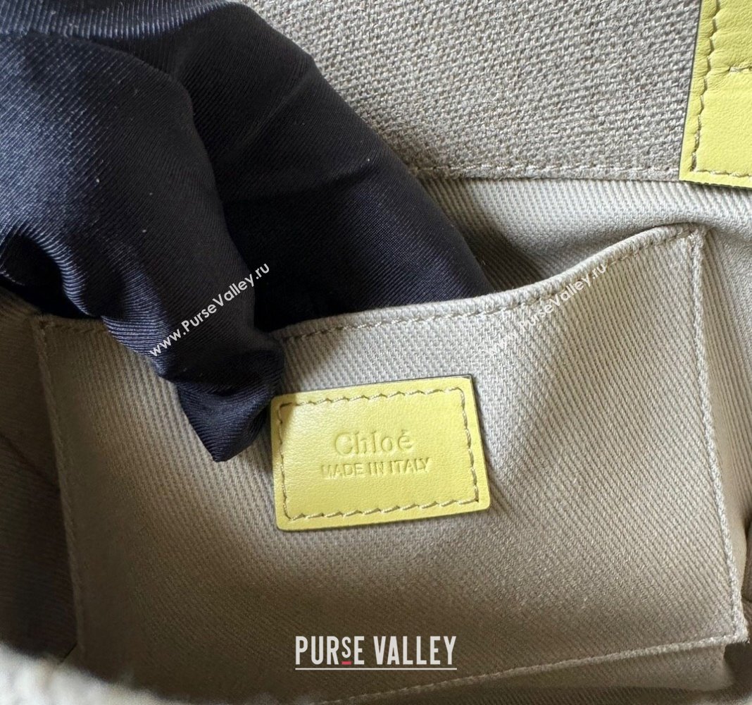 Chloe Woody Canvas Small Tote Bag with Strap Yellow 2024 6062 (YY-240713026)