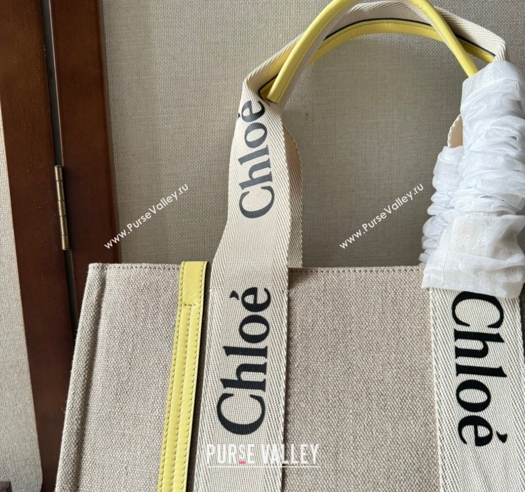 Chloe Woody Canvas Medium Tote Bag Yellow 2024 6063 (YY-240713027)