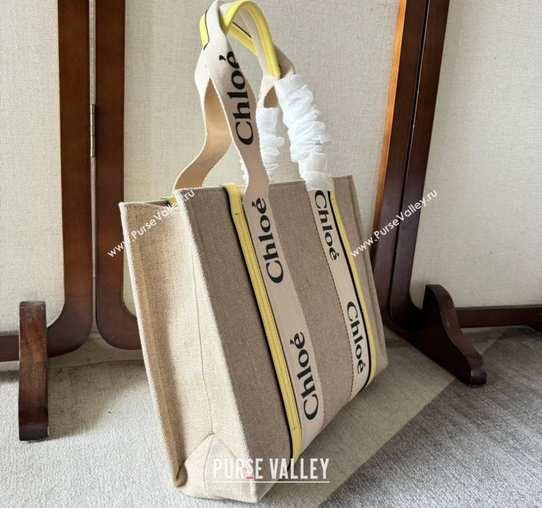 Chloe Woody Canvas Medium Tote Bag Yellow 2024 6063 (YY-240713027)