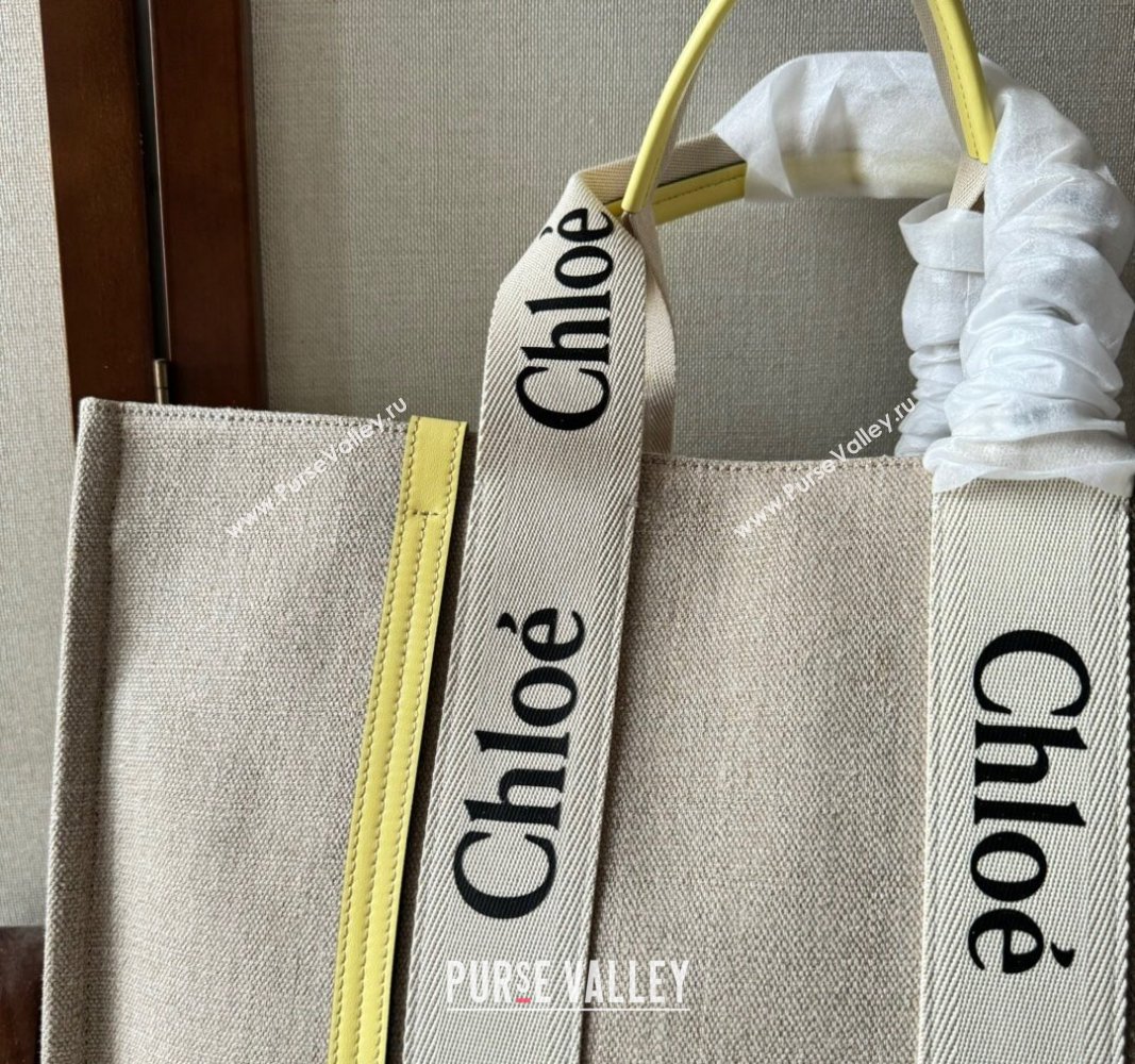 Chloe Woody Canvas Large Tote Bag Yellow 2024 6064 (YY-240713028)