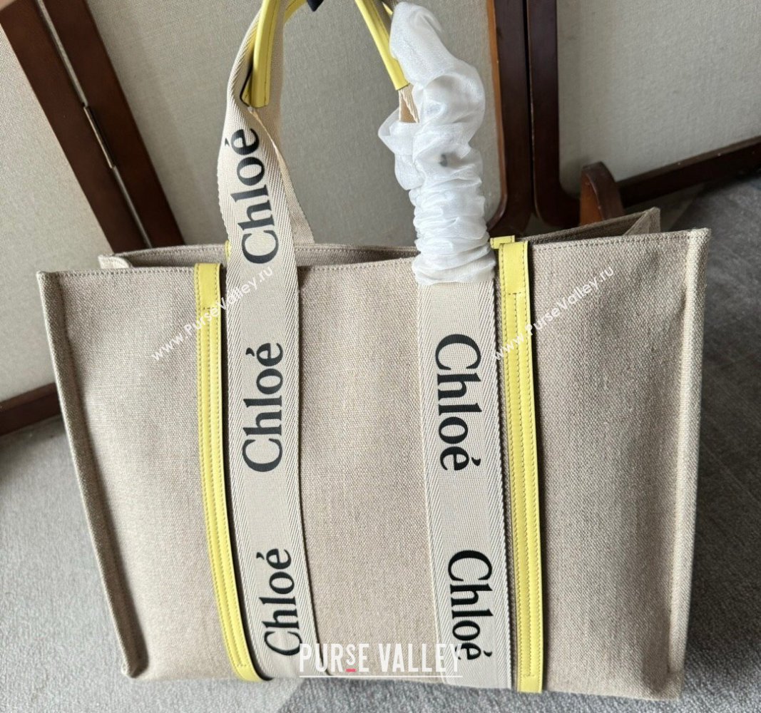 Chloe Woody Canvas Large Tote Bag Yellow 2024 6064 (YY-240713028)