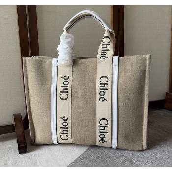 Chloe Woody Canvas Large Tote Bag White 2024 6064 (YY-240713035)